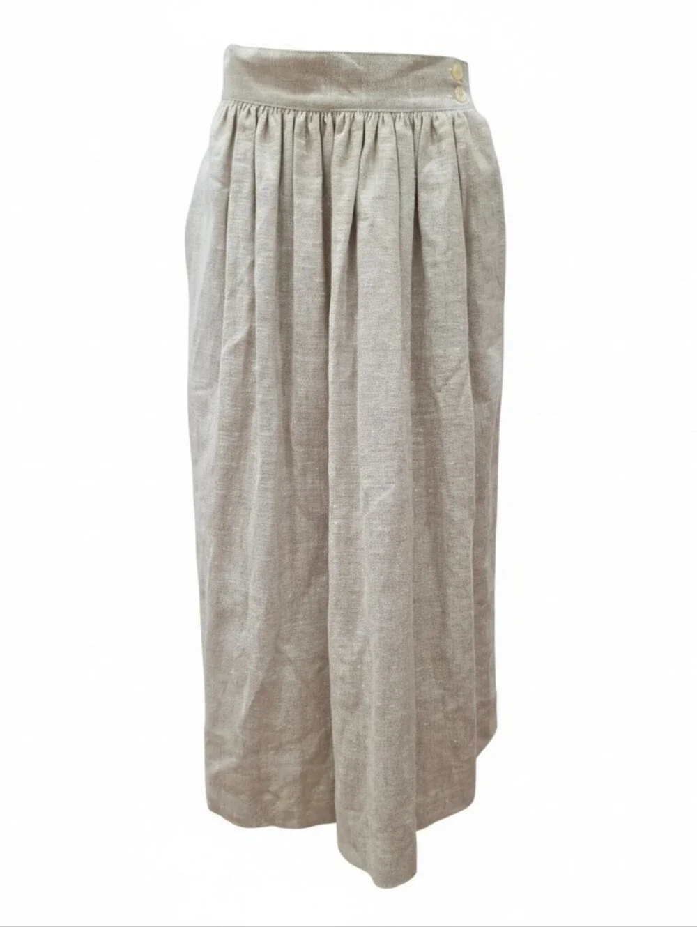 Vintage The Talbots 100% Linen Midi Skirt Womens Size 8 Beige Pleated USA Made